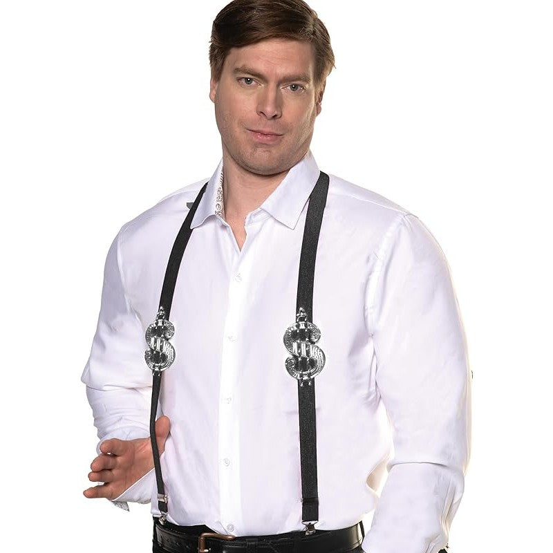 Pimp Silver Money Sign Suspenders