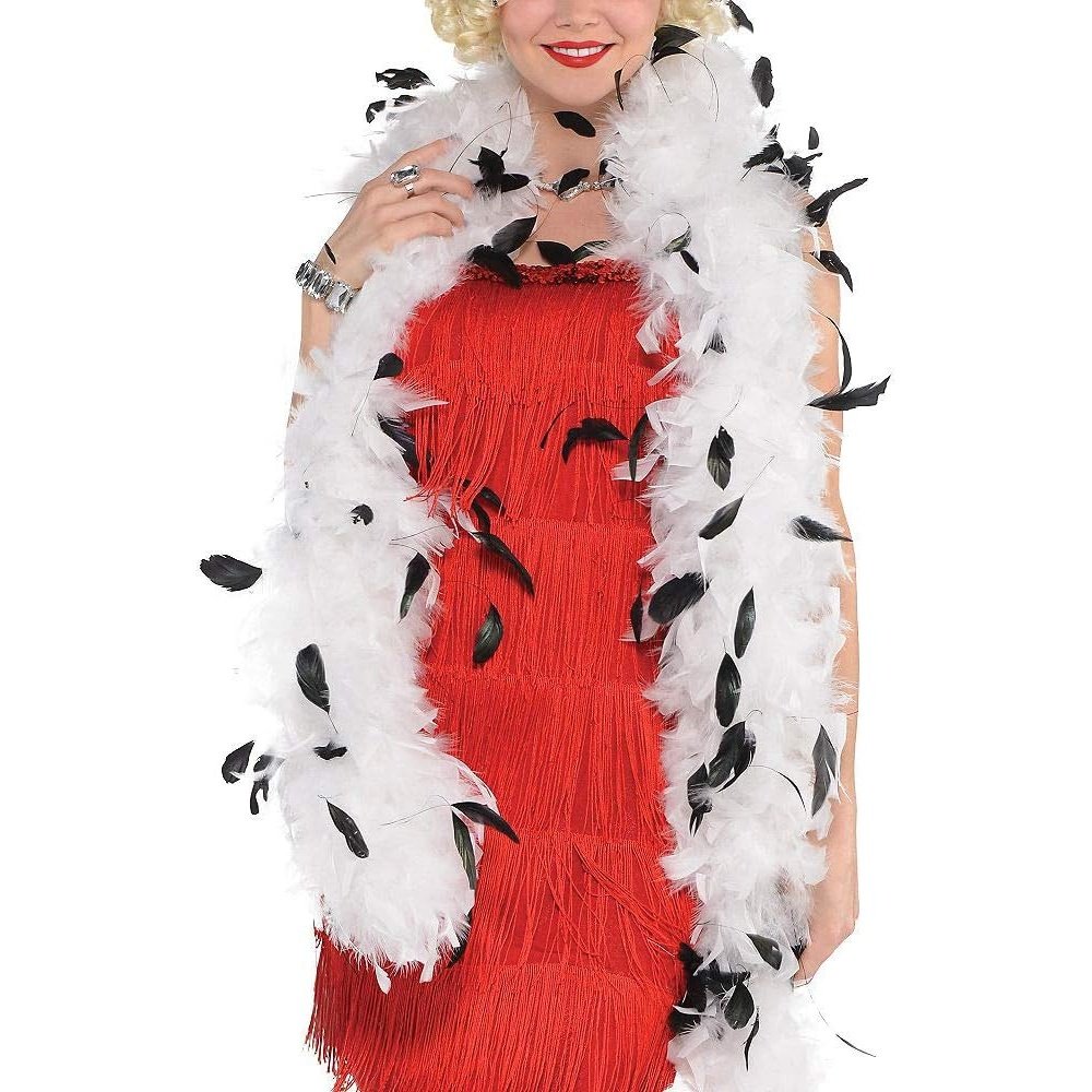 Soft and luxurious feather boa in classic black and white design