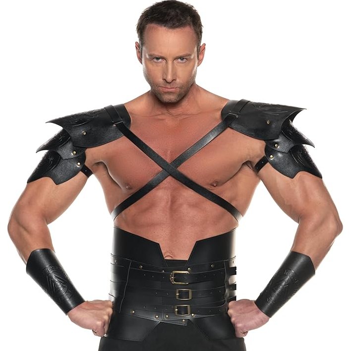 Dragon Warrior Double Shoulder Pauldrons, Black