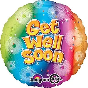 Get Well Soon Rainbow Ombre Round Foil Balloon