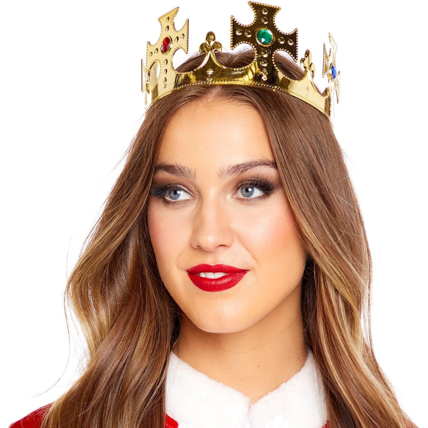 Shiny gold royal crown with intricate detailing fit for a king