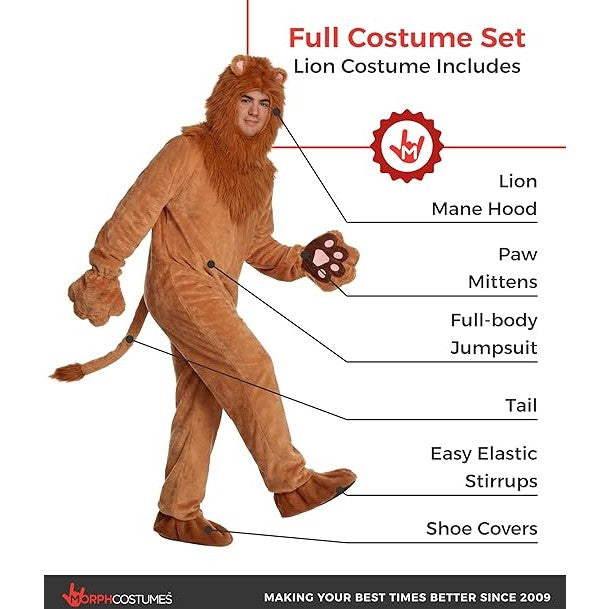 Deluxe Lion Adult Plush Jumpsuit Costume