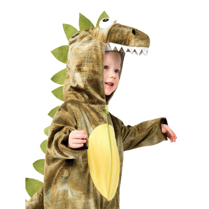Young child wearing Roarin' Rex Dinosaur Costume while roaring