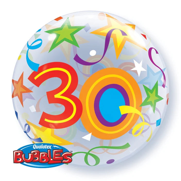 30th Birthday Brilliant Stars Bubble Balloon – 56cm
