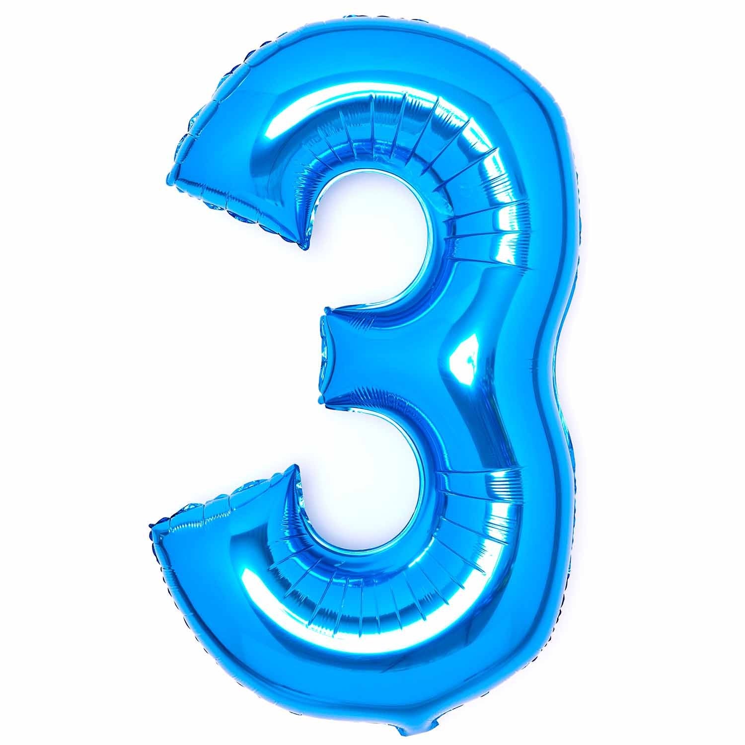 Blue Foil Number 3 Balloon 89cm