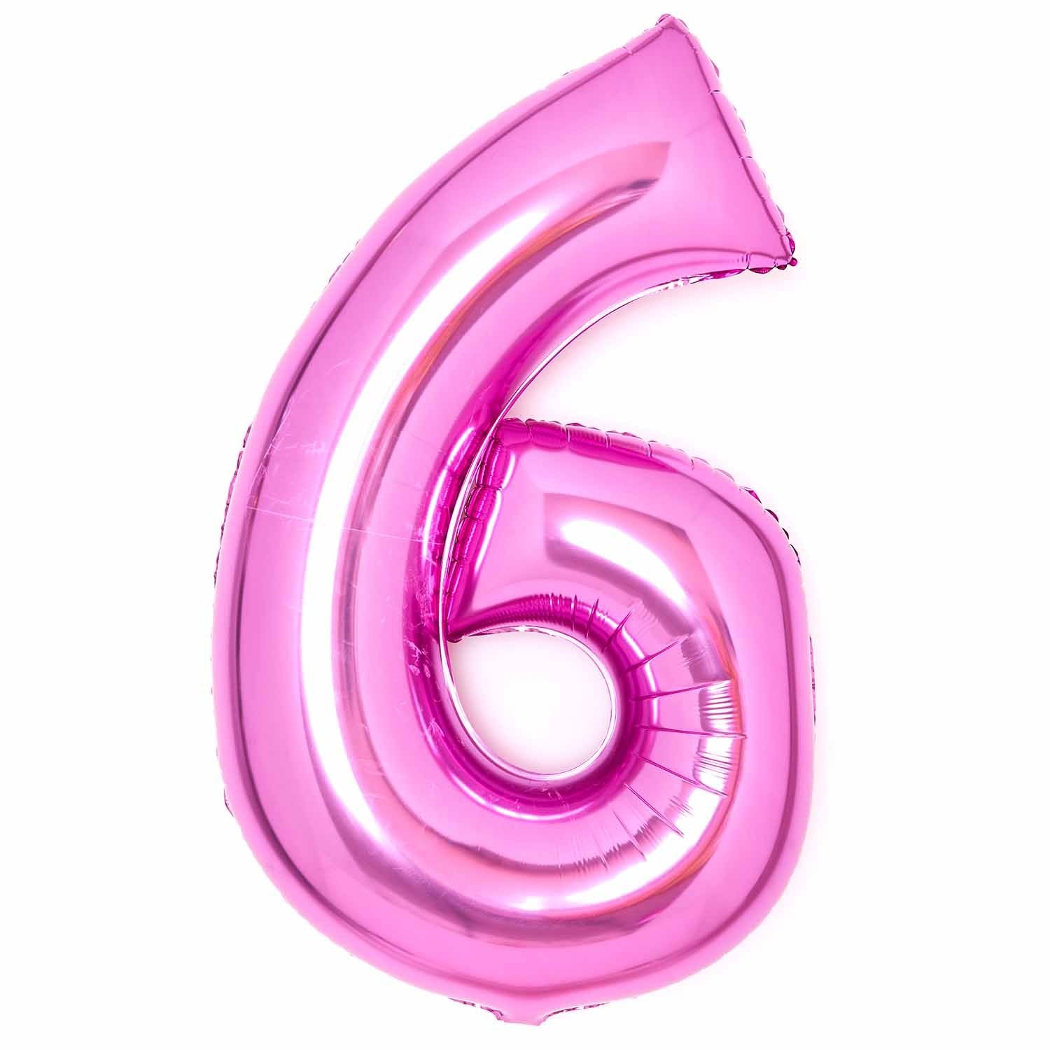 Pink  Foil Number 6 Balloon 89cm