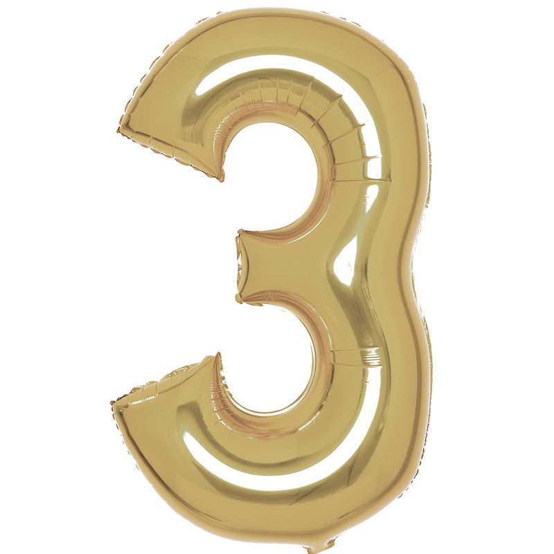 White Gold Foil Number 3 Balloon 89cm
