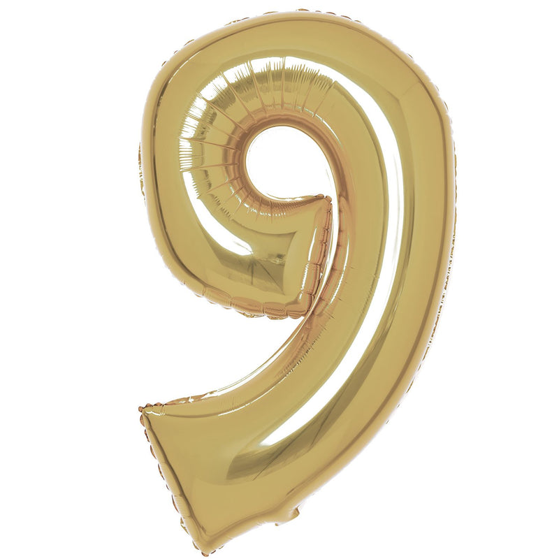 White Gold Foil Number 9 Balloon 89cm