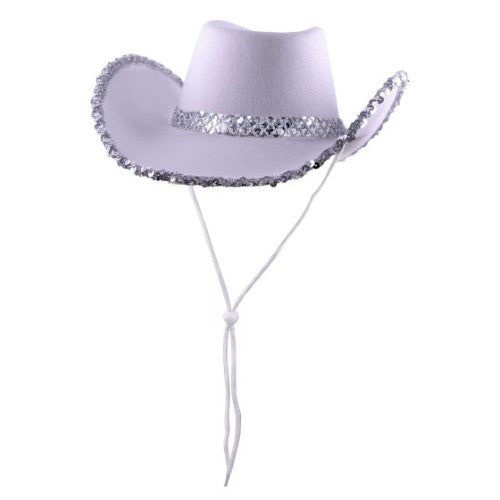 White sequins cowboy hat, perfect for adding a touch of glamour to your western-themed outfit