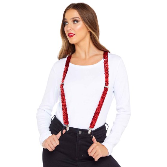 Sequin Braces, Red