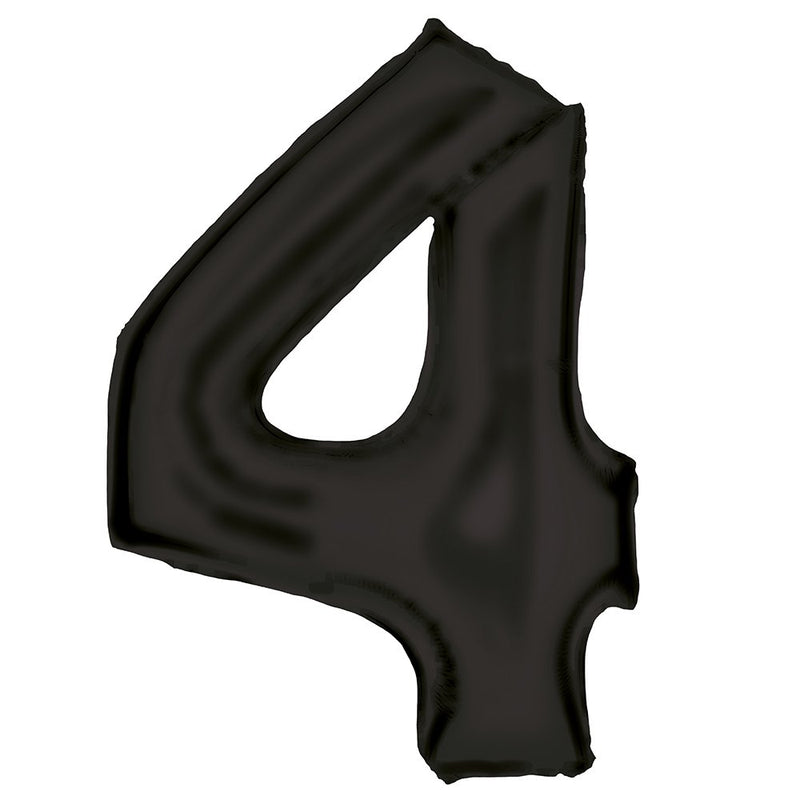 Silk Lustre Black Foil Number 4 Balloon 89cm