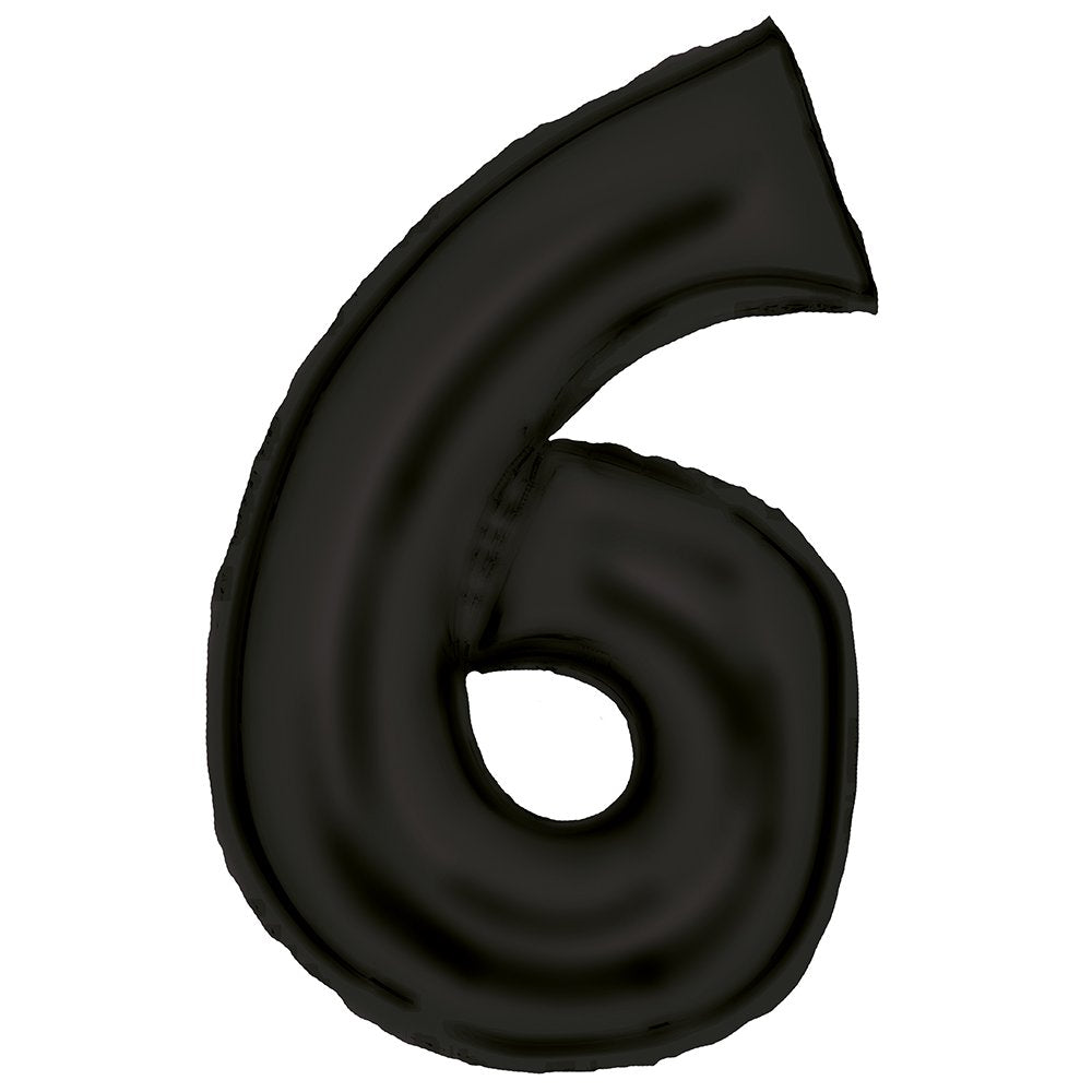 Silk Lustre Black Foil Number 6 Balloon 89cm