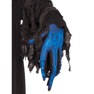 Close-up of Skull Phantom Halloween Costume, Child showing creepy skull mask