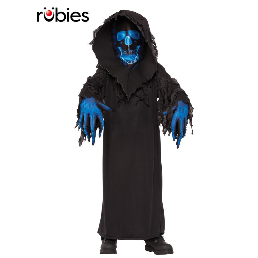 Skull Phantom Halloween Costume, Child for boys with spooky mask and black robe