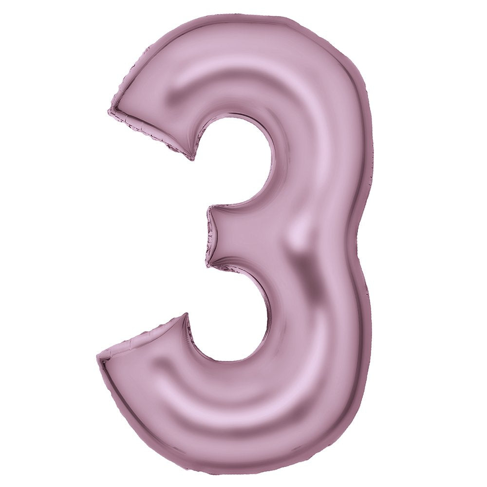 Silk Lustre Pink Foil Number 3 Balloon 89cm