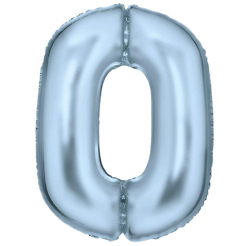 Silk Lustre Blue Foil Number 0 Balloon 89cm