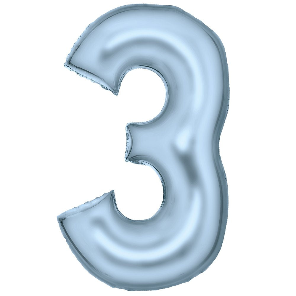 Silk Lustre Blue Foil Number 3 Balloon 89cm