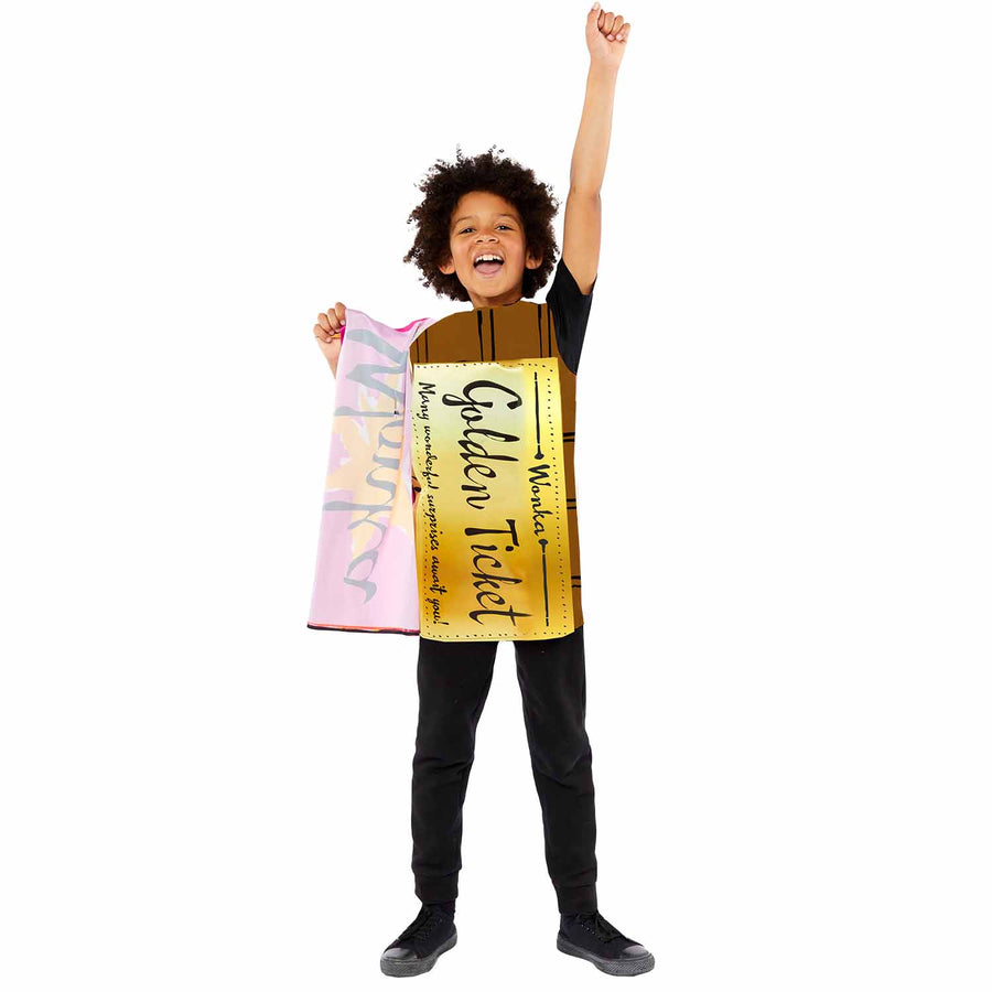 Adorable golden ticket child costume for Halloween or dress-up parties