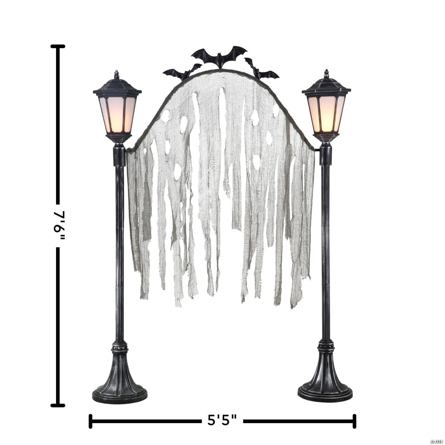 7 Ft. 7" Light-Up Cemetery Archway with Bats & Creepy Cloth Accents