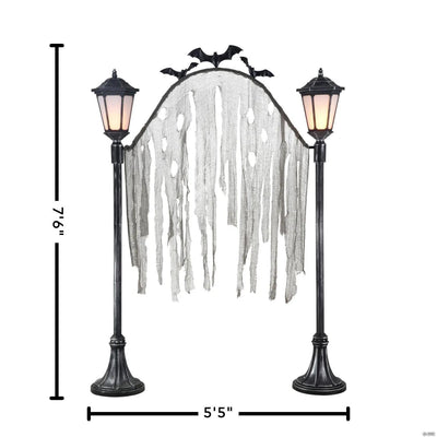 7 Ft. 7" Light-Up Cemetery Archway with Bats & Creepy Cloth Accents