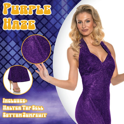Glitter Jumpsuit Disco Costume, Purple