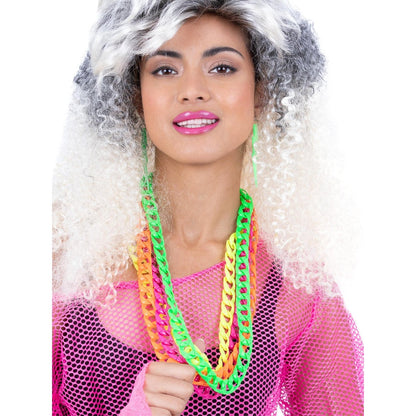80s Neon Chain Necklaces, 4Pk