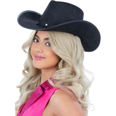 Black Cowboy Hat, Felt, with Cord