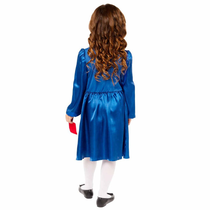 Matilda Costume for Kids featuring Blue Dress and Red Hair Ribbon