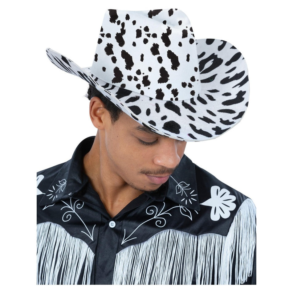 Cow Print Cowboy Hat, with Cord