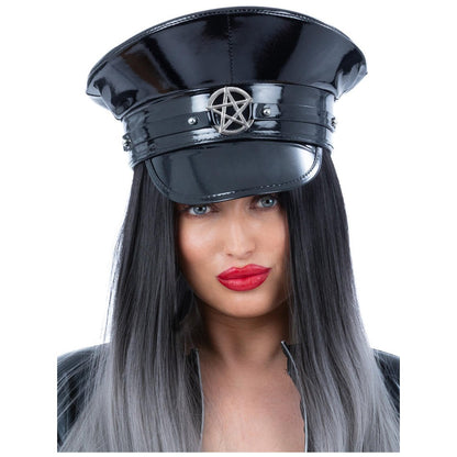 Deluxe Black Wetlook Occult Captains Hat