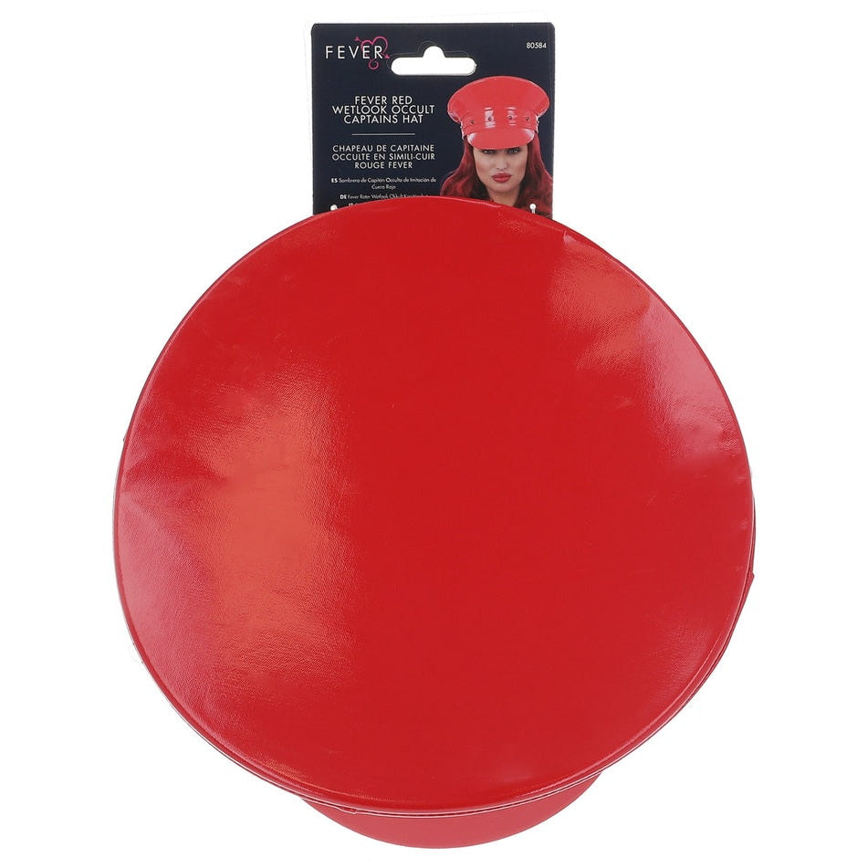 Deluxe Red Wetlook Studded Captains Hat