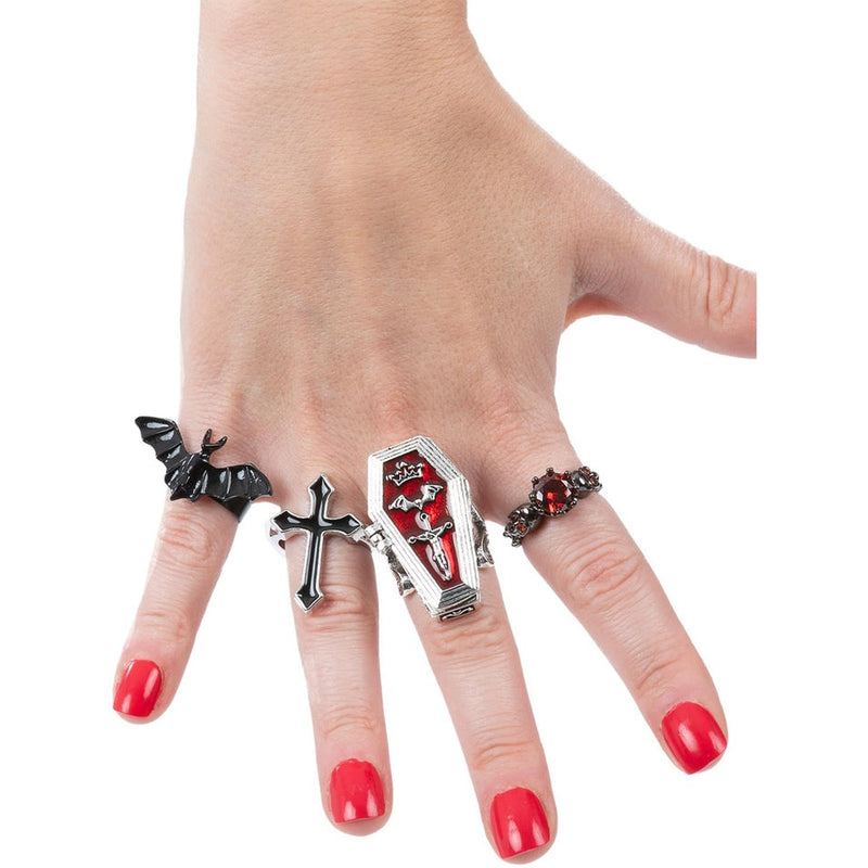 Gothic Vampire Rings, 4 pack Assorted