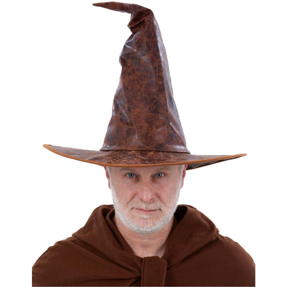 Distressed Mock Leather Wizard Hat