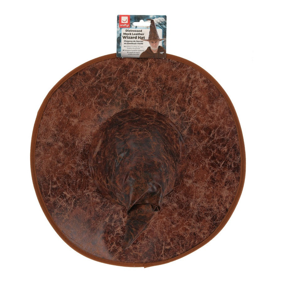 Distressed Mock Leather Wizard Hat