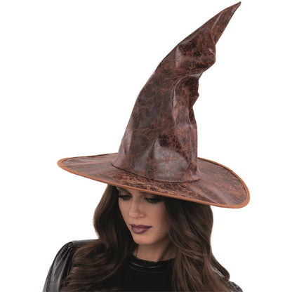 Distressed Mock Leather Wizard Hat