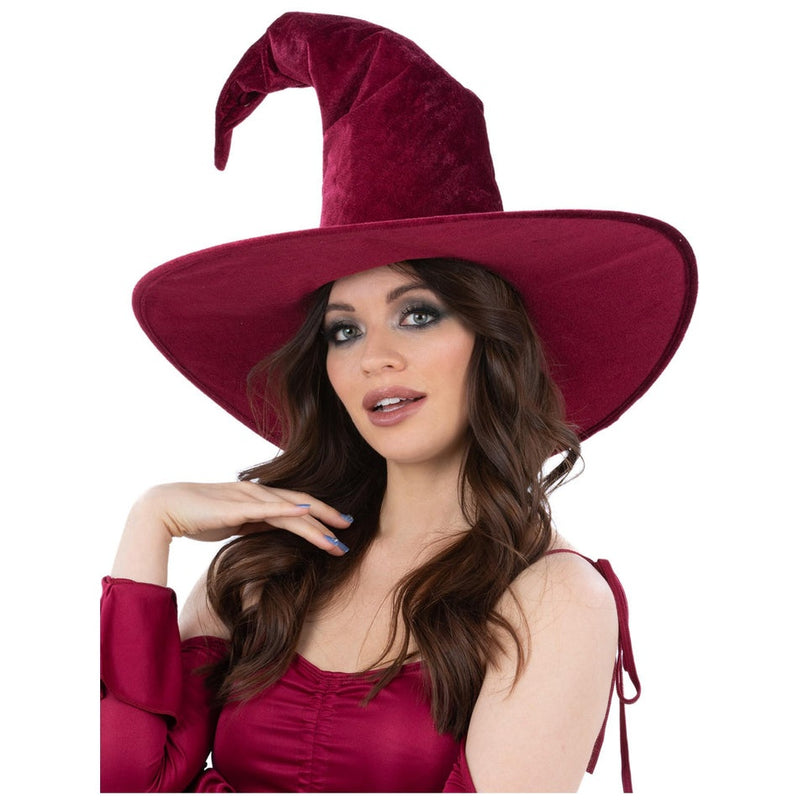 Burgundy Velour Witch Hat