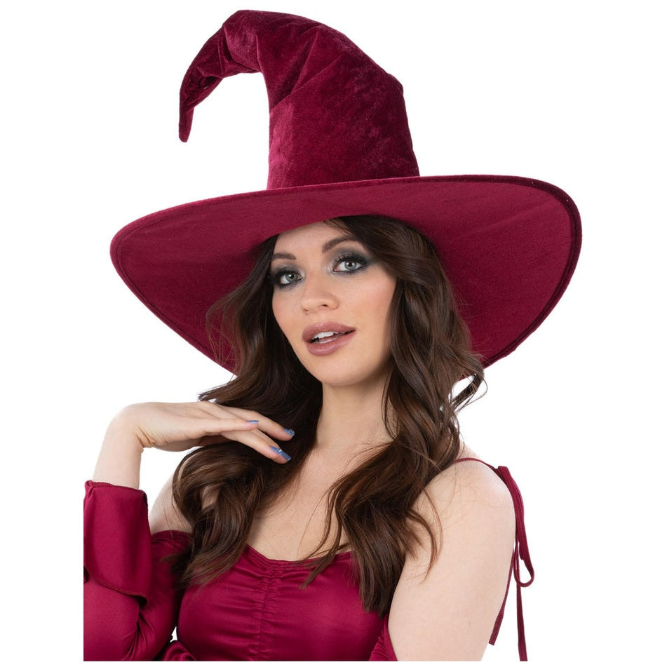 Burgundy Velour Witch Hat