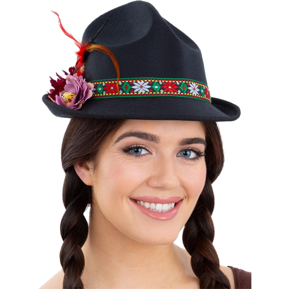 Dirndl Trenker Hat, with Feathers and Flowers