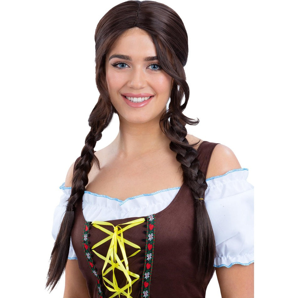 Bavarian Maid Braided Wig, Brown