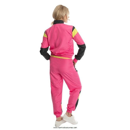  Vintage 80's Neon Shell Suit in Retro Style with Orange and Yellow Accents and Matching Jacket and Trousers
