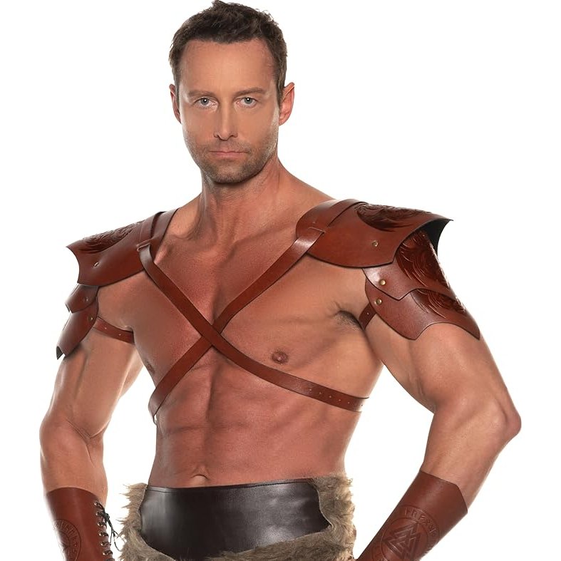 Dragon Warrior Double Shoulder Pauldrons, Brown