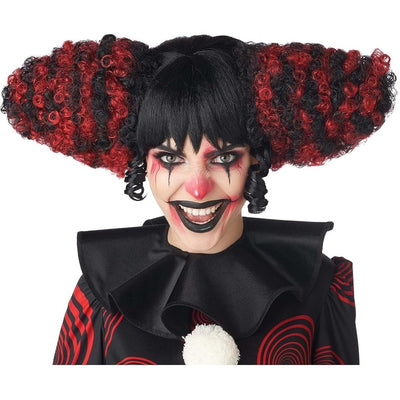 Evil Clown Wig, Black & Red