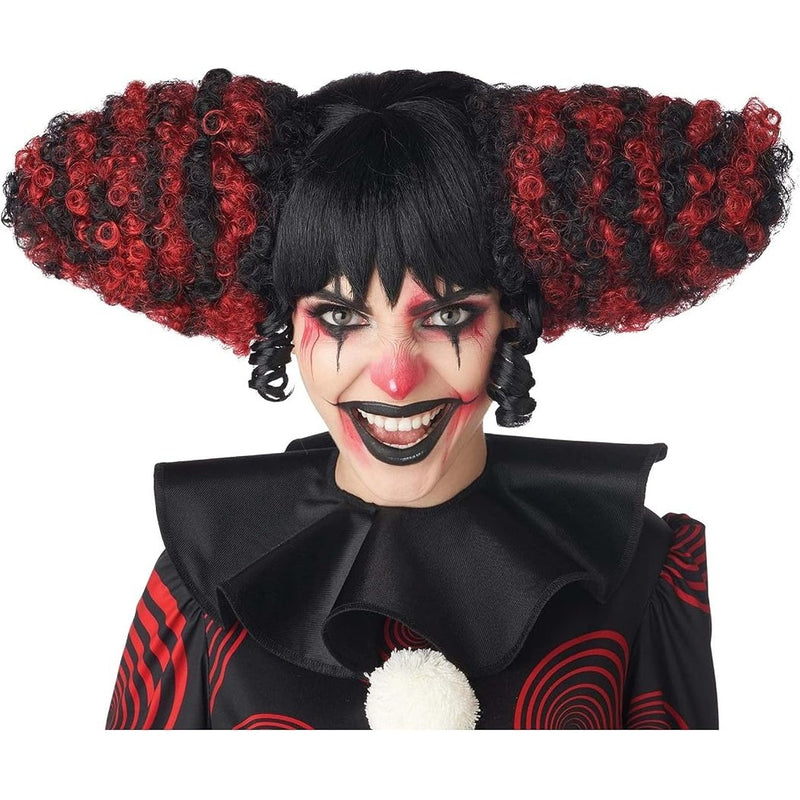 Evil Clown Wig, Black & Red