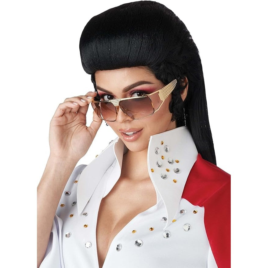 Rock Star Pompadour Wig, Black