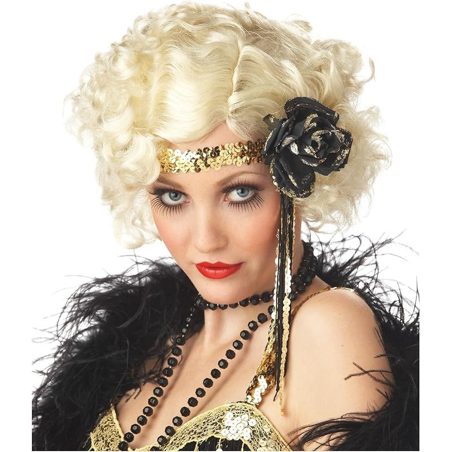 1920s Flapper Curly Blonde Wig