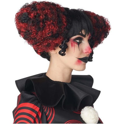 Evil Clown Wig, Black & Red
