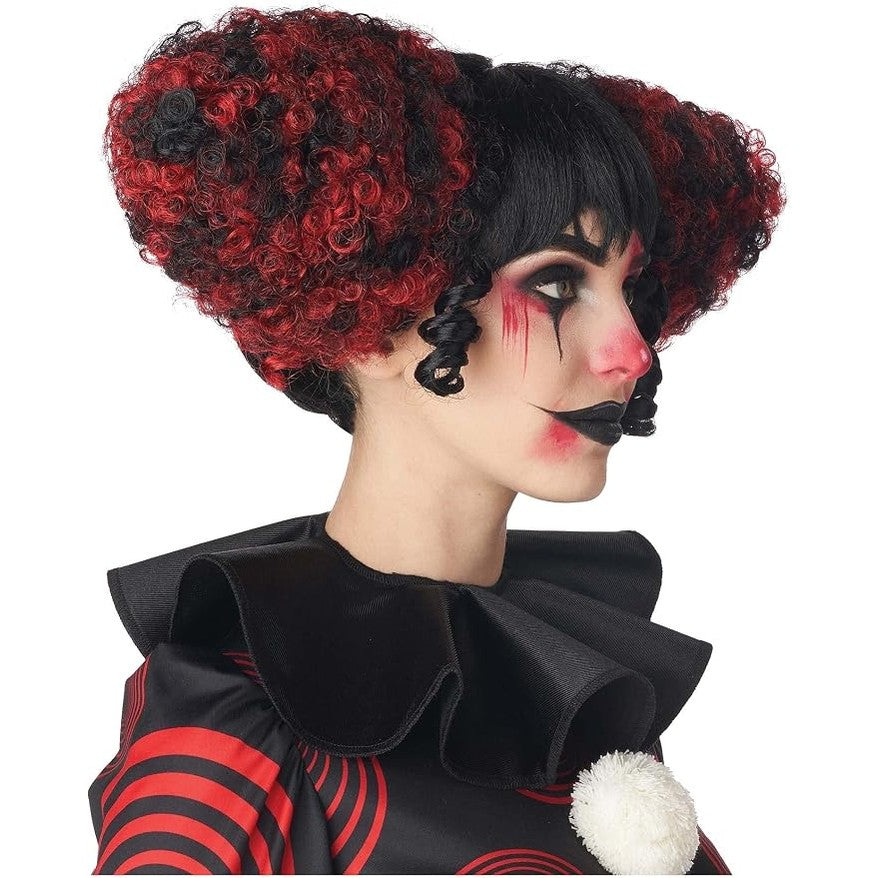 Evil Clown Wig, Black & Red