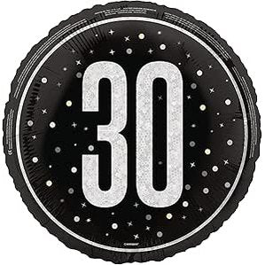 Glitz Black & Silver 30 Foil Balloon 45cm