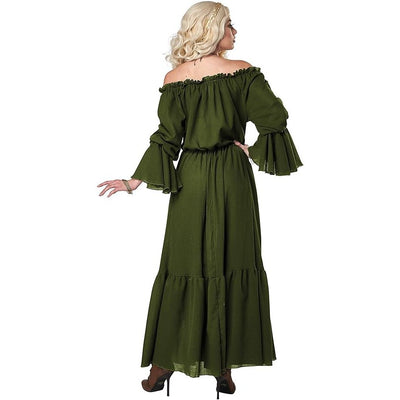 Medieval Renaissance Maxi Dress Women's Costume, Forest Green