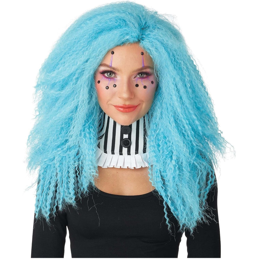 Crimped N Kooky Blue Wig with Long Wavy Synthetic Hair